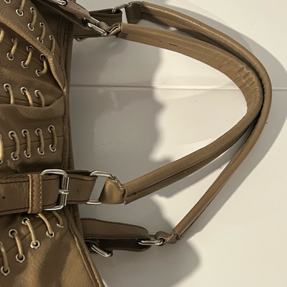 Barneys New York Brown Leather Lace-Up Tote Bag Large Slouchy Shoulder Bag Boho - Picture 11 of 16